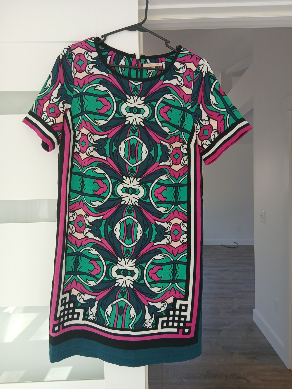 Gibson Latimer Pink, Teal & Navy Patterned Short Sleeve Dress